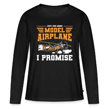 Maquette d’avion Maquette d’avion Fabrication de maquettes Télécommande - T-shirt manches longues Premium bio Femme - noir - Devant - Julia (174cm)