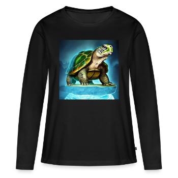 Tortue sur un glacier - T-shirt manches longues Premium bio Femme - noir - Devant - Julia (174cm)