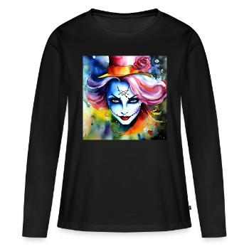 Cool Harlequin Poker Gothic Girl - Women's Premium Organic Long Sleeve Shirt - black - Front - Julia (174cm)