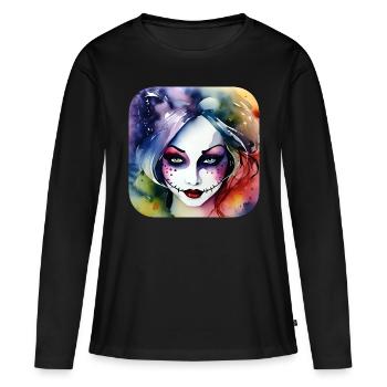 Cool Harlequin Gothic Girl - Women's Premium Organic Long Sleeve Shirt - black - Front - Julia (174cm)