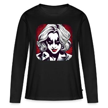 Cool Harlequin Poker Gothic Girl - Women's Premium Organic Long Sleeve Shirt - black - Front - Julia (174cm)