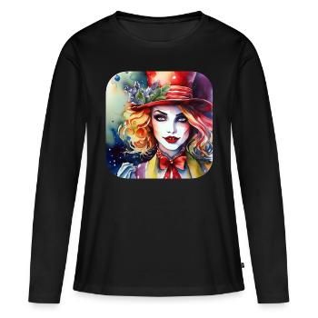 Cool Harlequin Poker Gothic Girl - Women's Premium Organic Long Sleeve Shirt - black - Front - Julia (174cm)