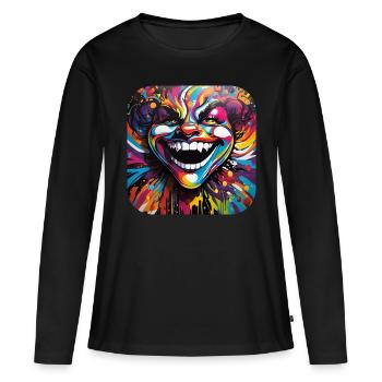 Verrückter Narr - Frauen Premium Bio Langarmshirt - Schwarz - Vorne - Julia (174cm)