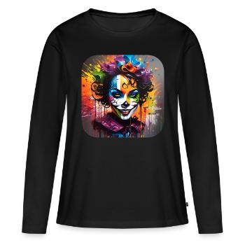 Cooles Harlequin Poker Gothic Mädchen - Frauen Premium Bio Langarmshirt - Schwarz - Vorne - Julia (174cm)