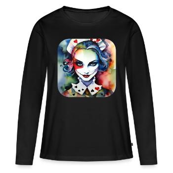 Cooles Harlequin Poker Gothic Mädchen - Frauen Premium Bio Langarmshirt - Schwarz - Vorne - Julia (174cm)