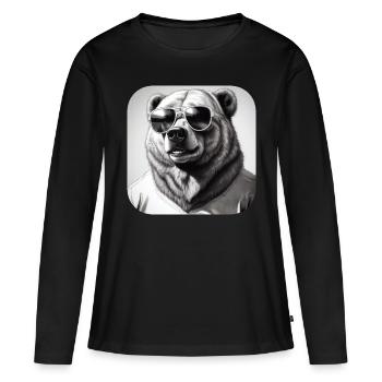Cool bear with sunglasses - Women's Premium Organic Long Sleeve Shirt - black - Front - Julia (174cm)