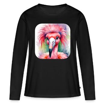 Cool rose punk flamant rose - T-shirt manches longues Premium bio Femme - noir - Devant - Julia (174cm)