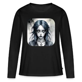 Fille punk gothique cool - T-shirt manches longues Premium bio Femme - noir - Devant - Julia (174cm)
