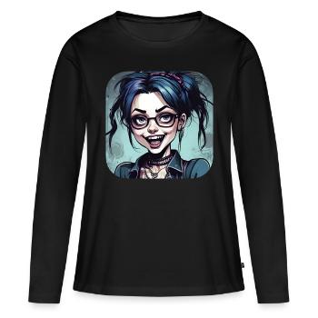 Fille punk gothique cool - T-shirt manches longues Premium bio Femme - noir - Devant - Julia (174cm)