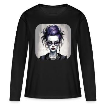 Fille punk gothique cool - T-shirt manches longues Premium bio Femme - noir - Devant - Julia (174cm)