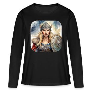 Proud Viking Germanin Shield Maiden - Women's Premium Organic Long Sleeve Shirt - black - Front - Julia (174cm)