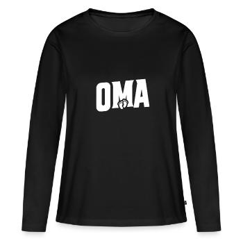 Oma - Babyfüße - Frauen Premium Bio Langarmshirt - Schwarz - Vorne - Julia (174cm)