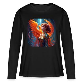 Proud woman with phoenix - Women's Premium Organic Long Sleeve Shirt - black - Front - Julia (174cm)