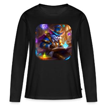 Verrücke Zauber Katze mit Hut - Frauen Premium Bio Langarmshirt - Schwarz - Vorne - Julia (174cm)