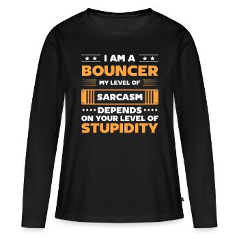 Videur Sécurité Fête forte - T-shirt manches longues Premium bio Femme - noir - Devant - Julia (174cm)