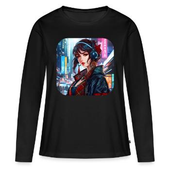 Fille hip hop cool - T-shirt manches longues Premium bio Femme - noir - Devant - Julia (174cm)