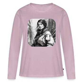 Fille fantastique cool - T-shirt manches longues Premium bio Femme - rose poudré - Devant - Julia (174cm)