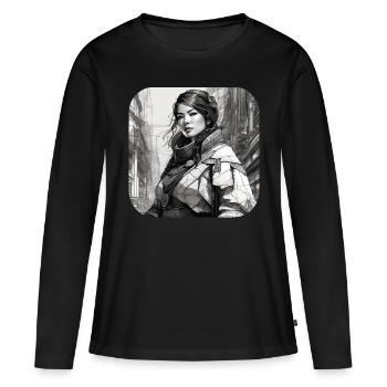 Cooles Fantasy Girl - Frauen Premium Bio Langarmshirt - Schwarz - Vorne - Julia (174cm)