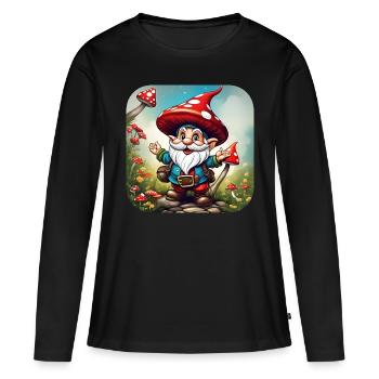Mignon champignon lutin - T-shirt manches longues Premium bio Femme - noir - Devant - Julia (174cm)