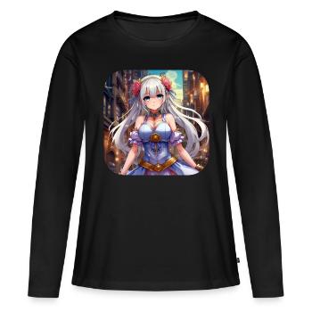 Jolie fille d’anime - T-shirt manches longues Premium bio Femme - noir - Devant - Julia (174cm)
