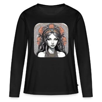 Cool gothic punk girl with red roses - Women's Premium Organic Long Sleeve Shirt - black - Front - Julia (174cm)
