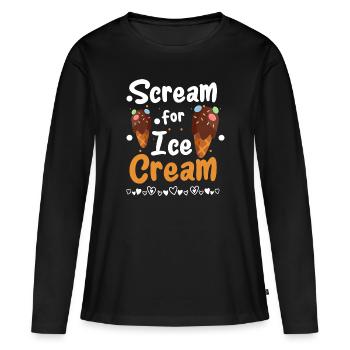 Eiscreme Eisdiele Softeis - Frauen Premium Bio Langarmshirt - Schwarz - Vorne - Julia (174cm)