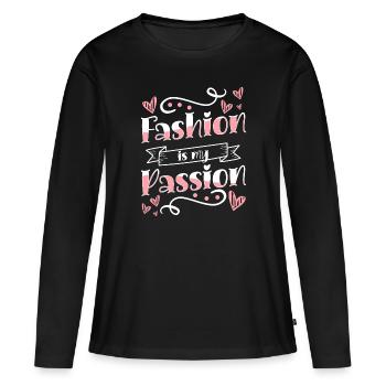 Shopping Modisch Modequeen Trendsetter - Frauen Premium Bio Langarmshirt - Schwarz - Vorne - Julia (174cm)