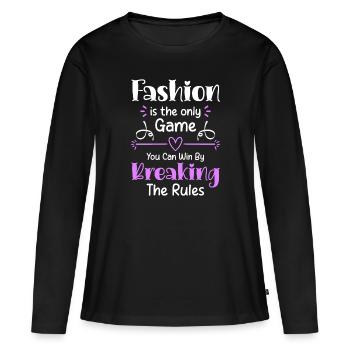 Défilé de shopping pour les amateurs de mode - T-shirt manches longues Premium bio Femme - noir - Devant - Julia (174cm)