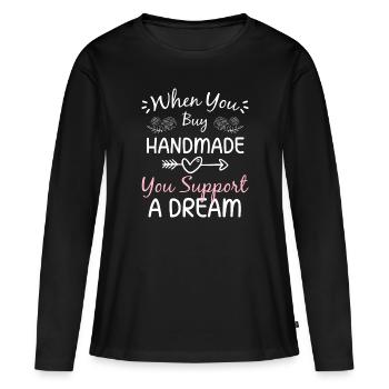 Défilé de mode Shopping Style - T-shirt manches longues Premium bio Femme - noir - Devant - Julia (174cm)