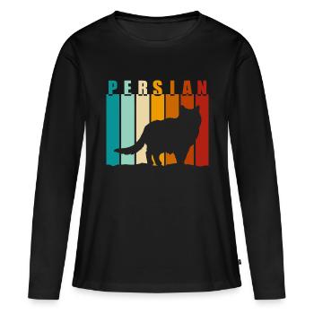 Perser Stubentiger Kätzchen Katzenlady - Frauen Premium Bio Langarmshirt - Schwarz - Vorne - Julia (174cm)