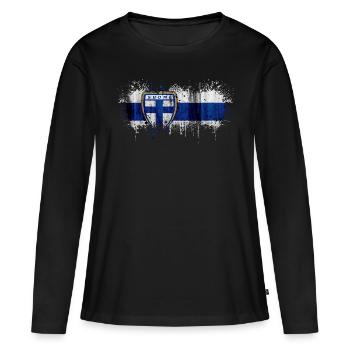 Finlande Suomi helsinki scandinavie viking fine FIN - T-shirt manches longues Premium bio Femme - noir - Devant - Julia (174cm)