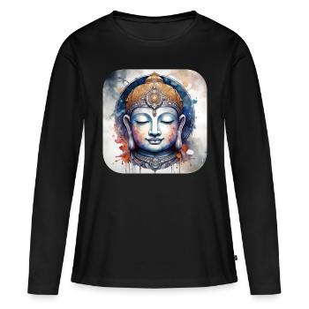 Mystical Spiritual Buddha - Women's Premium Organic Long Sleeve Shirt - black - Front - Julia (174cm)