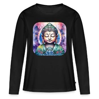 Mystical Spiritual Buddha - Women's Premium Organic Long Sleeve Shirt - black - Front - Julia (174cm)