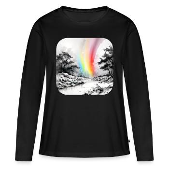 Landscape with rainbow - Women's Premium Organic Long Sleeve Shirt - black - Front - Julia (174cm)