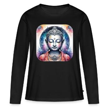 Mystical Spiritual Buddha - Women's Premium Organic Long Sleeve Shirt - black - Front - Julia (174cm)