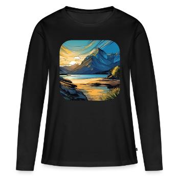 Berge im Sonnenuntergang III - Frauen Premium Bio Langarmshirt - Schwarz - Vorne - Julia (174cm)