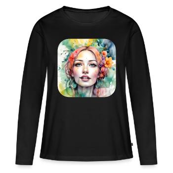 Fille de fleur cool - T-shirt manches longues Premium bio Femme - noir - Devant - Julia (174cm)