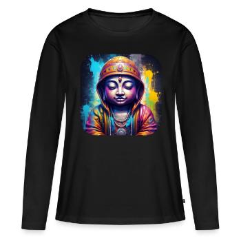Mystical Spiritual Buddha - Women's Premium Organic Long Sleeve Shirt - black - Front - Julia (174cm)