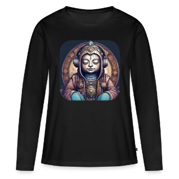 Mystical Spiritual Buddha - Women's Premium Organic Long Sleeve Shirt - black - Front - Julia (174cm)