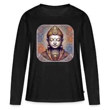 Mystical Spiritual Buddha - Women's Premium Organic Long Sleeve Shirt - black - Front - Julia (174cm)