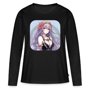 Jolie fille animée - T-shirt manches longues Premium bio Femme - noir - Devant - Julia (174cm)