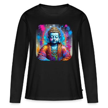 Mystical Spiritual Buddha - Women's Premium Organic Long Sleeve Shirt - black - Front - Julia (174cm)