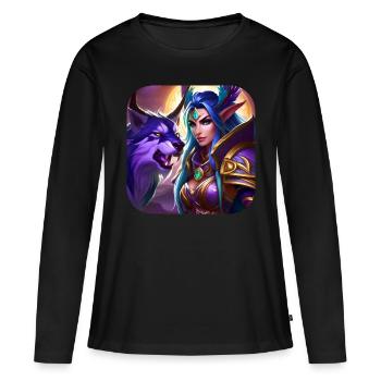 Proud Fantasy Elf Warrior - Women's Premium Organic Long Sleeve Shirt - black - Front - Julia (174cm)