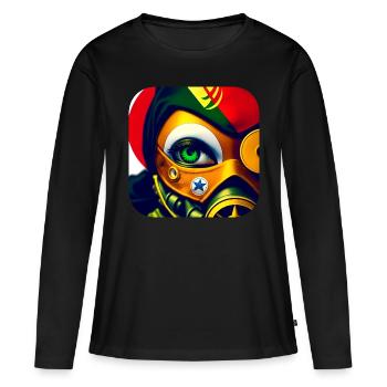Cool Fantasy Steampunk Girl with Gas Mask - Women's Premium Organic Long Sleeve Shirt - black - Front - Julia (174cm)