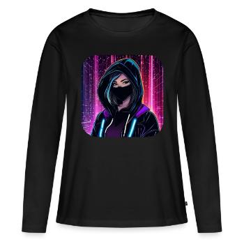 Cooles Cyberpunk Girl VIII - Frauen Premium Bio Langarmshirt - Schwarz - Vorne - Julia (174cm)