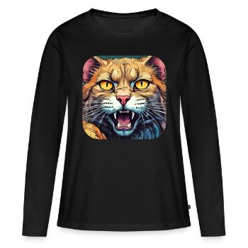Wild Cat - Women's Premium Organic Long Sleeve Shirt - black - Front - Julia (174cm)