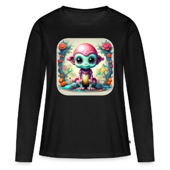 Cute Science Fiction Alien - Women's Premium Organic Long Sleeve Shirt - black - Front - Julia (174cm)