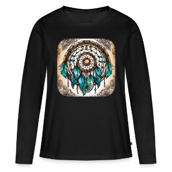 Attrape-rêves spirituel - T-shirt manches longues Premium bio Femme - noir - Devant - Julia (174cm)