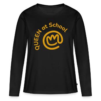 QueenatSchool2 Shirt Working School - Frauen Premium Bio Langarmshirt - Schwarz - Vorne - Julia (174cm)