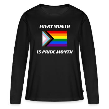 Chaque mois est le mois de la fierté Progress Pride Flag - T-shirt manches longues Premium bio Femme - noir - Devant - Julia (174cm)